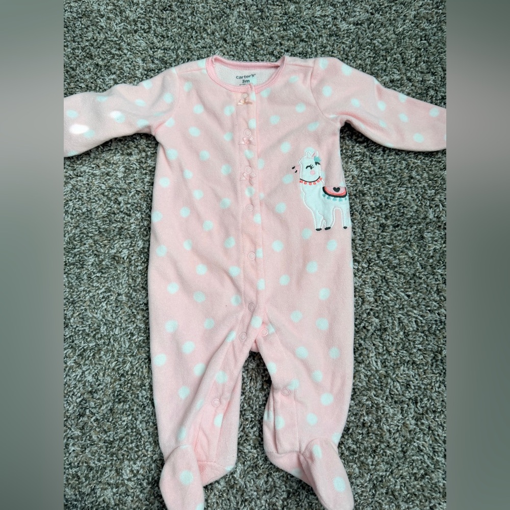 Carter's Pink and White Llama Footie